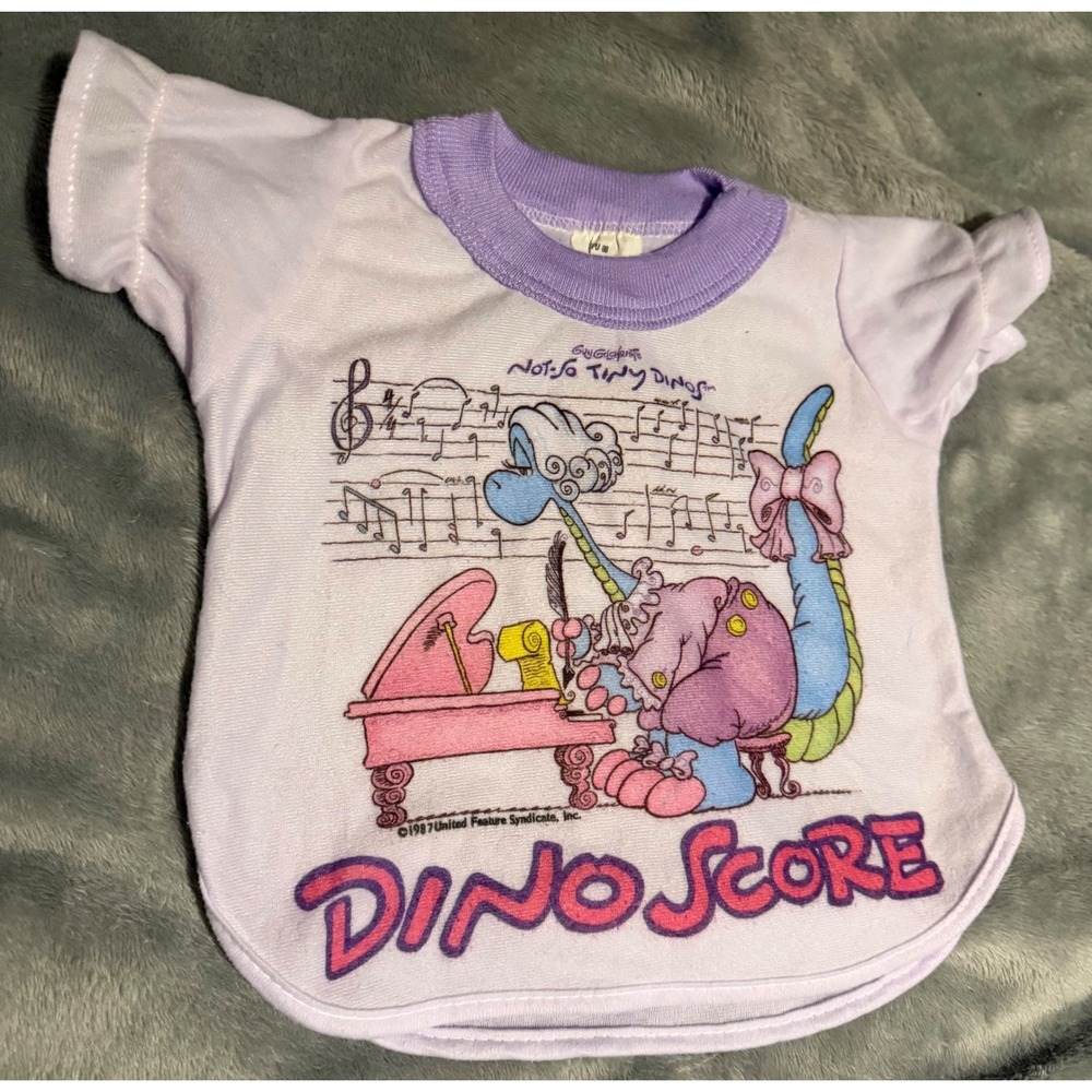 Vintage 1987 Bates-Jama Not-So-Tiny Dinos Doll Shirt Dino Score Guy Gilchrist